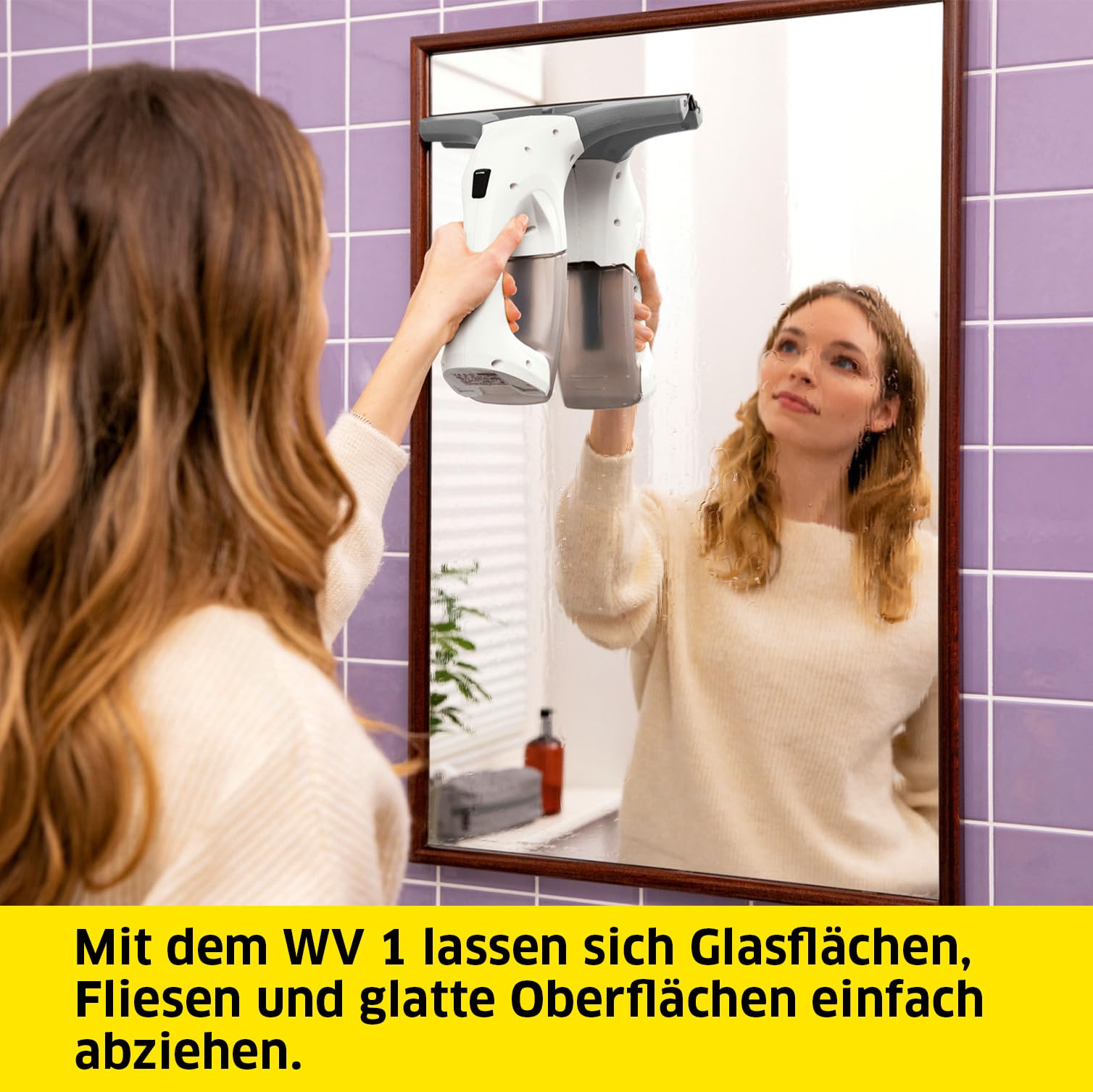 Kärcher Fenstersauger WV 1 Plus, Akkulaufzeit 20 min, LED-Ladezustandsanzeige, Schmutzwassertank 100 ml, Arbeitsbreite 250 mm