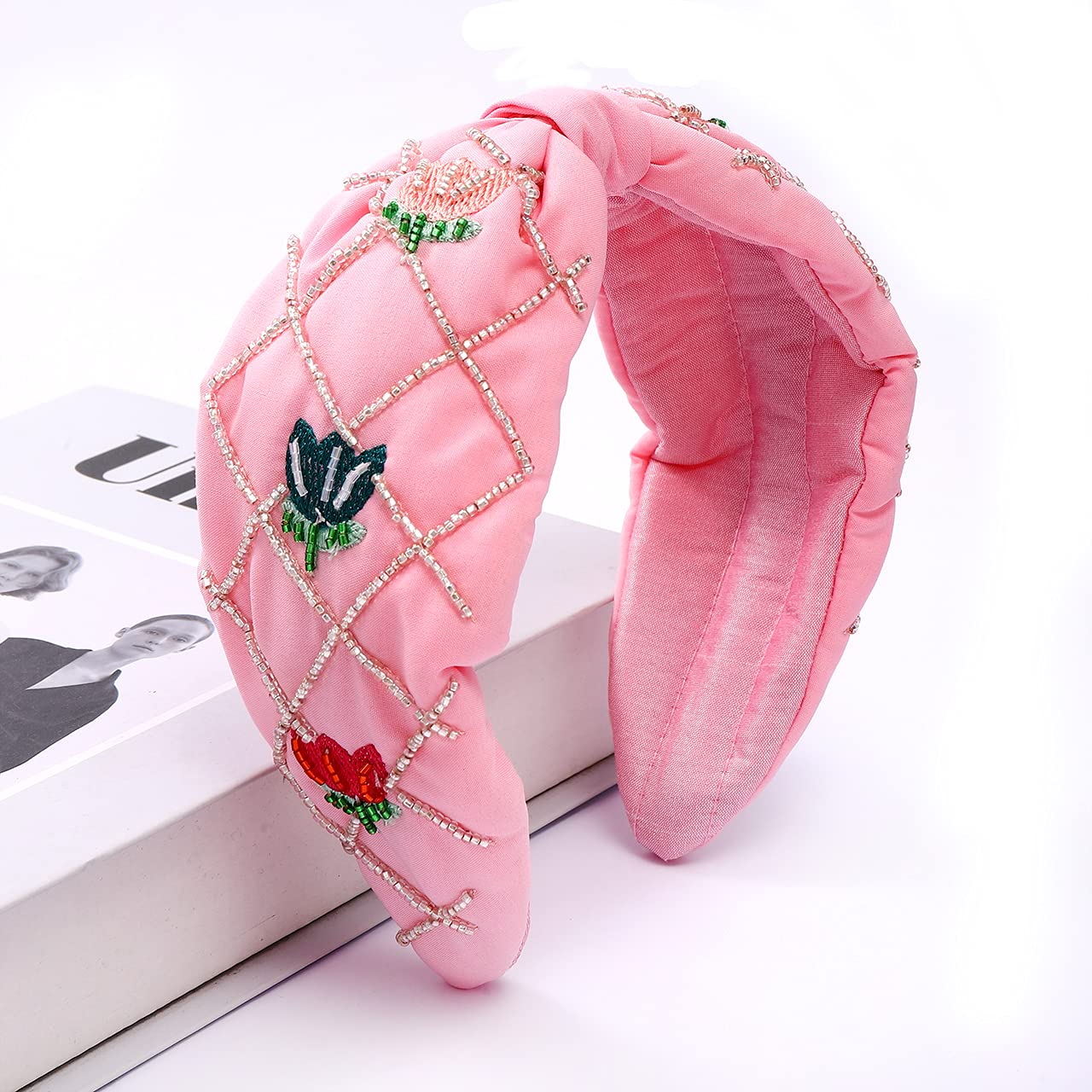 Amazon.com : NVENF Bead Embroidered Headbands Crystal Beaded  display picture 2