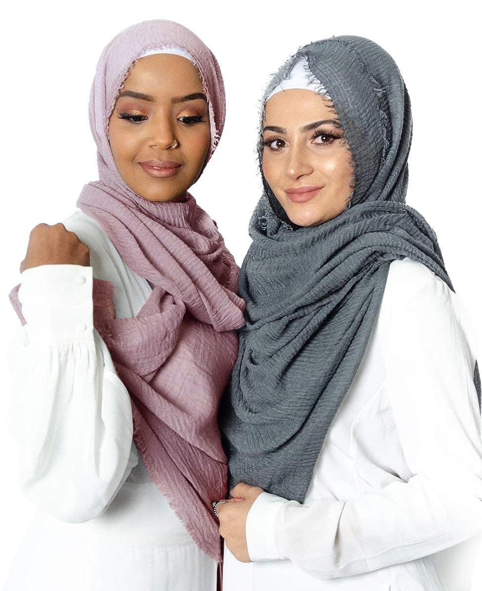 icw Women's Light Weight Premium Wrinkle Ironless Crinkle Cotton Hemp Summer Scarf Stoles Shawl head scarves for girls (PACK OF 2)-picture-55