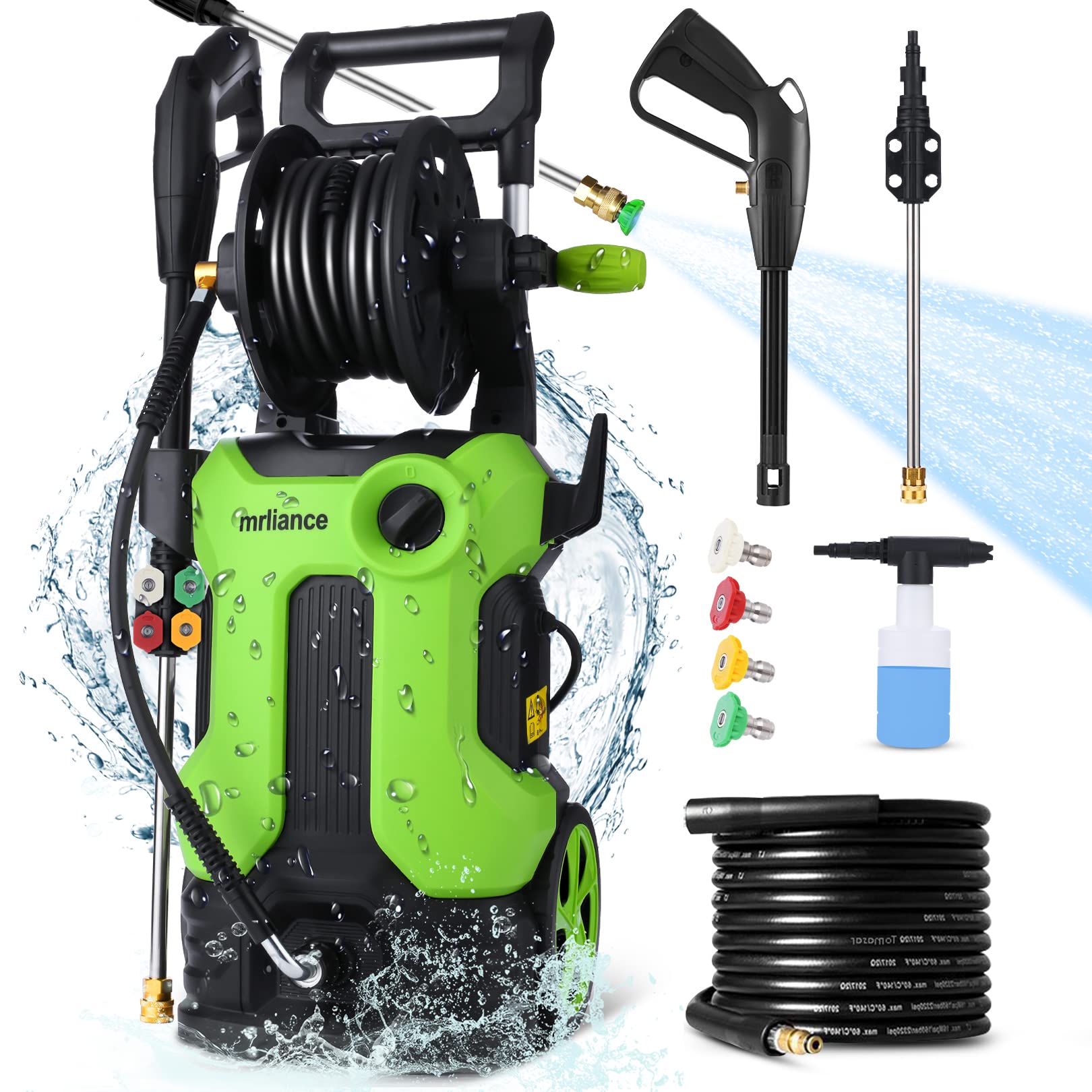 Photo 1 of **USED** Electric Pressure Washer, 2.1GPM Professional Electric Pressure Cleaner Machine with 4 Nozzles, Foam Cannon,Green