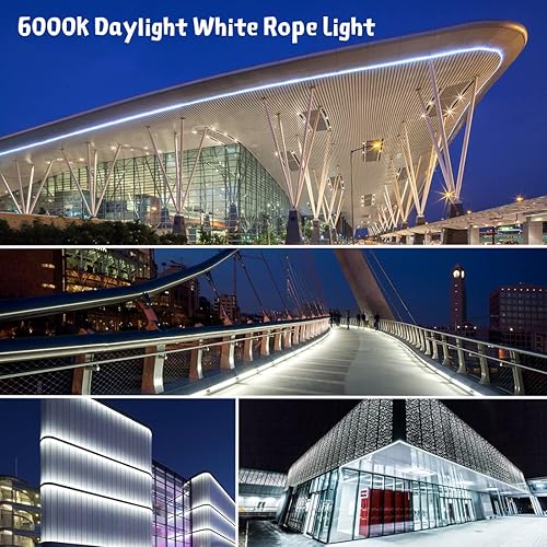 Miniatura 7 de Cuerda de luces LED regulables de 40 pies, 432 luces LED IP65, impermeable, para interiores y exteriores, cuerda de luz, 110 V, 6000 K, luz diurna,