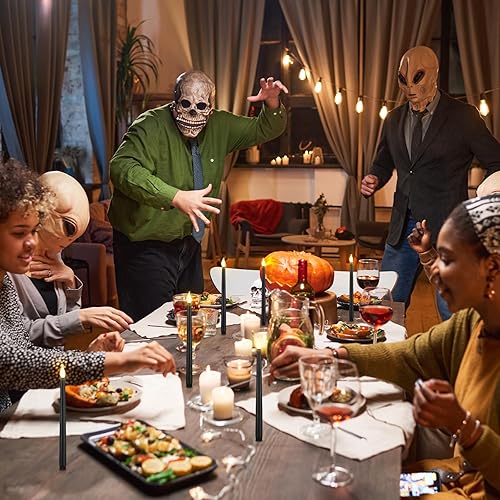 Miniatura 8 de Velas cónicas sin llama con control remoto y temporizador de 11 pulgadas, funciona con pilas, velas LED parpadeantes, luz cálida para bodas,