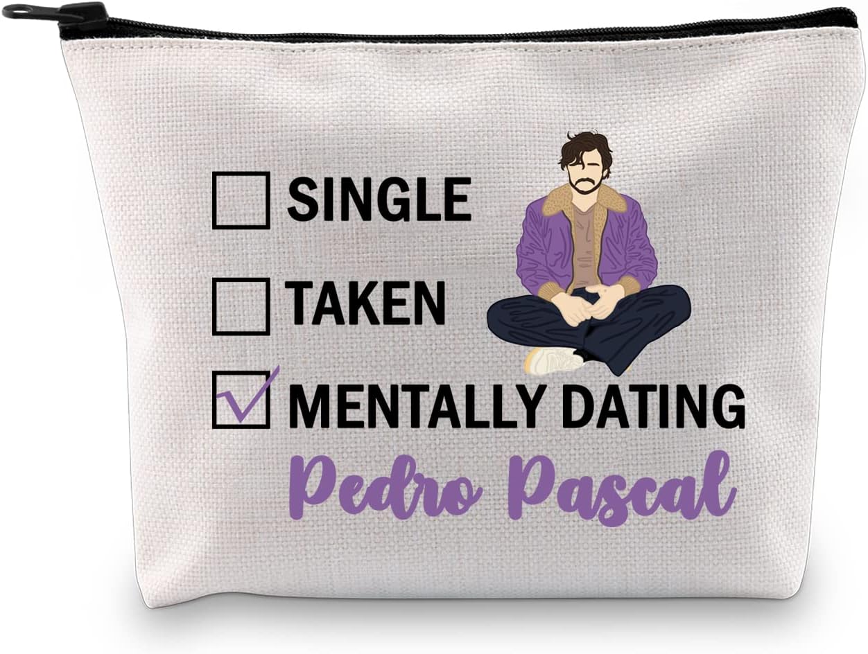 G2TUP Pedro Pascal Inspired Gift Mentally Dating Pedro Pascal Makeup Bag Daddy's G-irl Cosmetic Bag Pedro Pascal Fan Merch, Dating Pedro Pascal White Bag