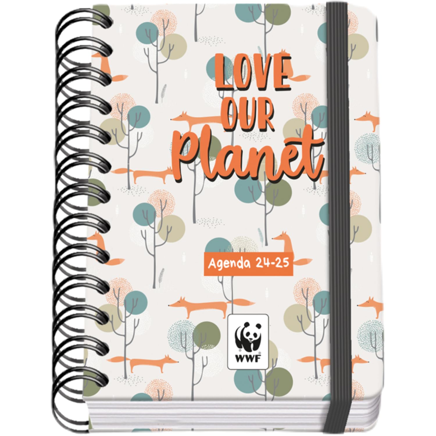Dohe, School Diary 2024 2025, Day by Page, Size A6 (12 x 17 cm), Ring Closure and Rubber, Spanish and English