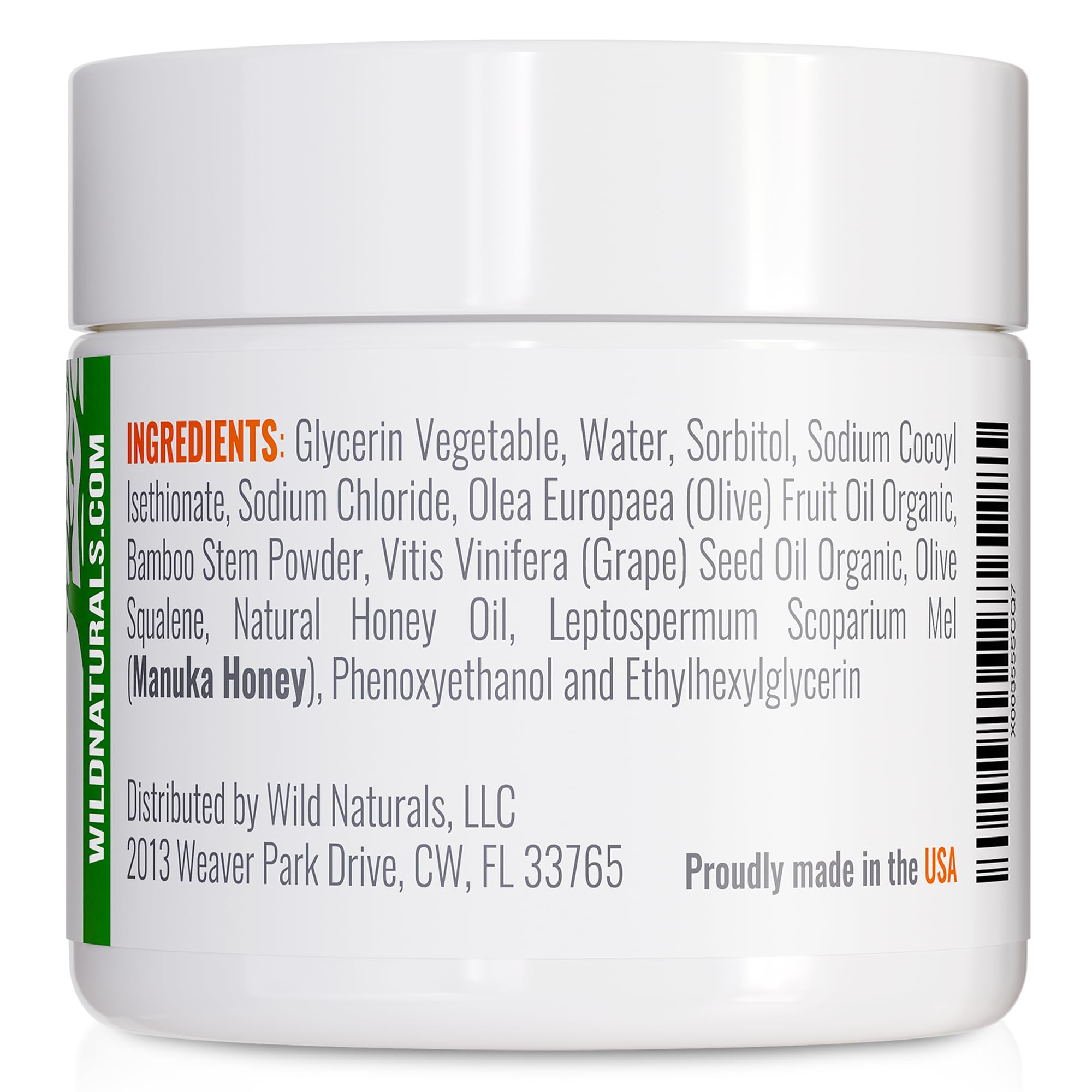 Wild Naturals Manuka Honey Scrub, exfoliante suave y natural para controlar las imperfecciones, limpiador facial no tóxico para acné, eccema, puntos negros, piel seca y sensible E