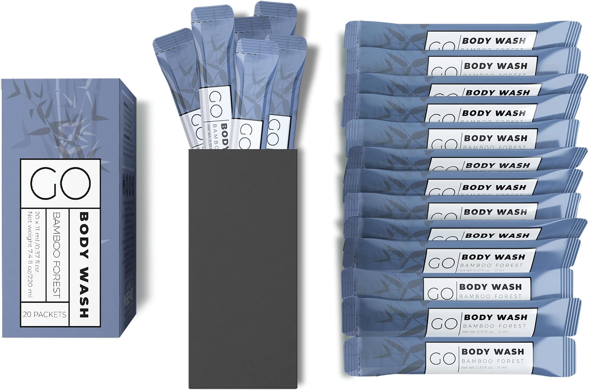 Travel Size Body Wash Packets – Single Use amenity for Women & Men. TSA Travel Size Toiletries