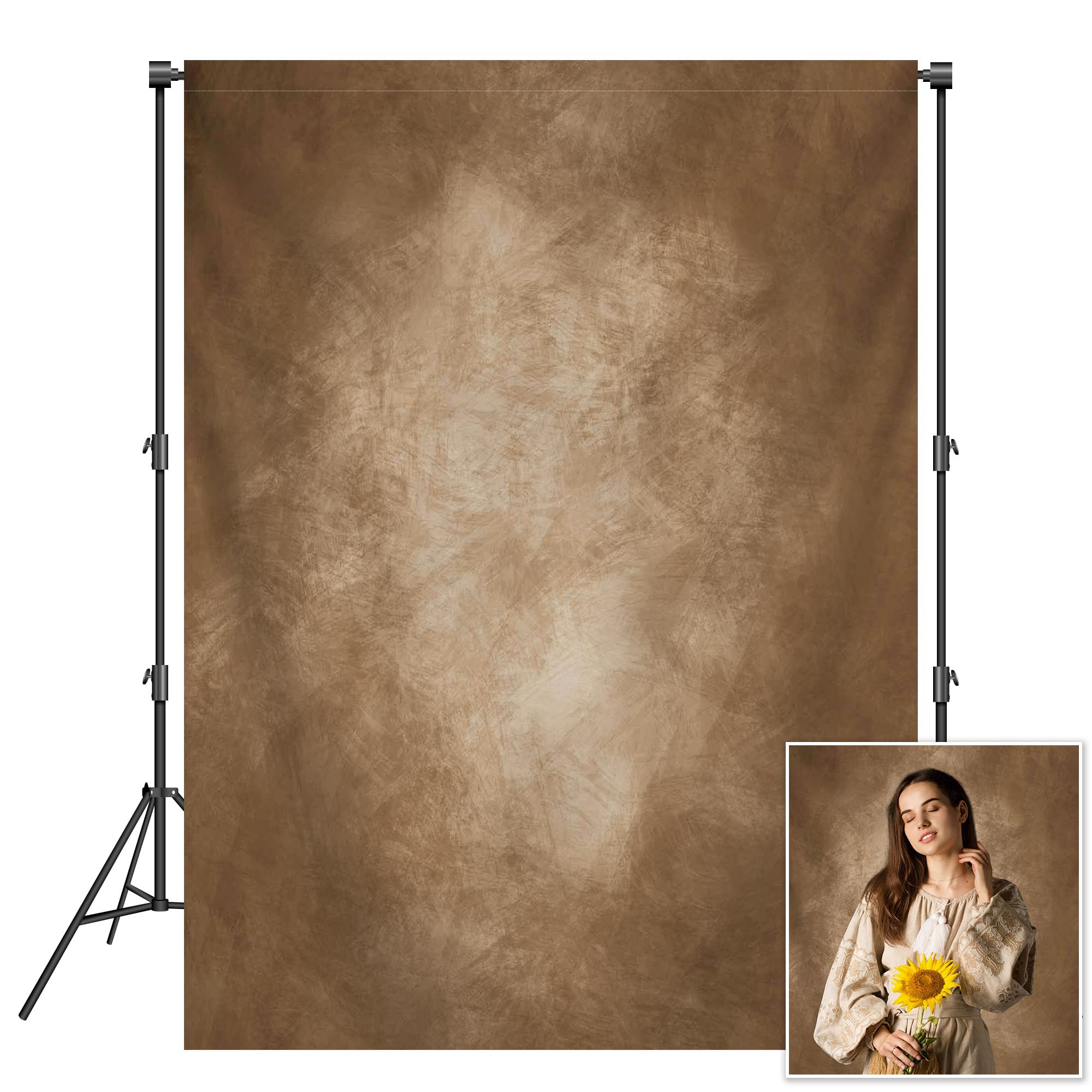 Haboke Abstract Professional Photography Backdrop for Adult Portrait Photo Studio Props Booth Background Photoshoot with Thick Ployester Roller Pocket on Top(Brown-8x10ft)