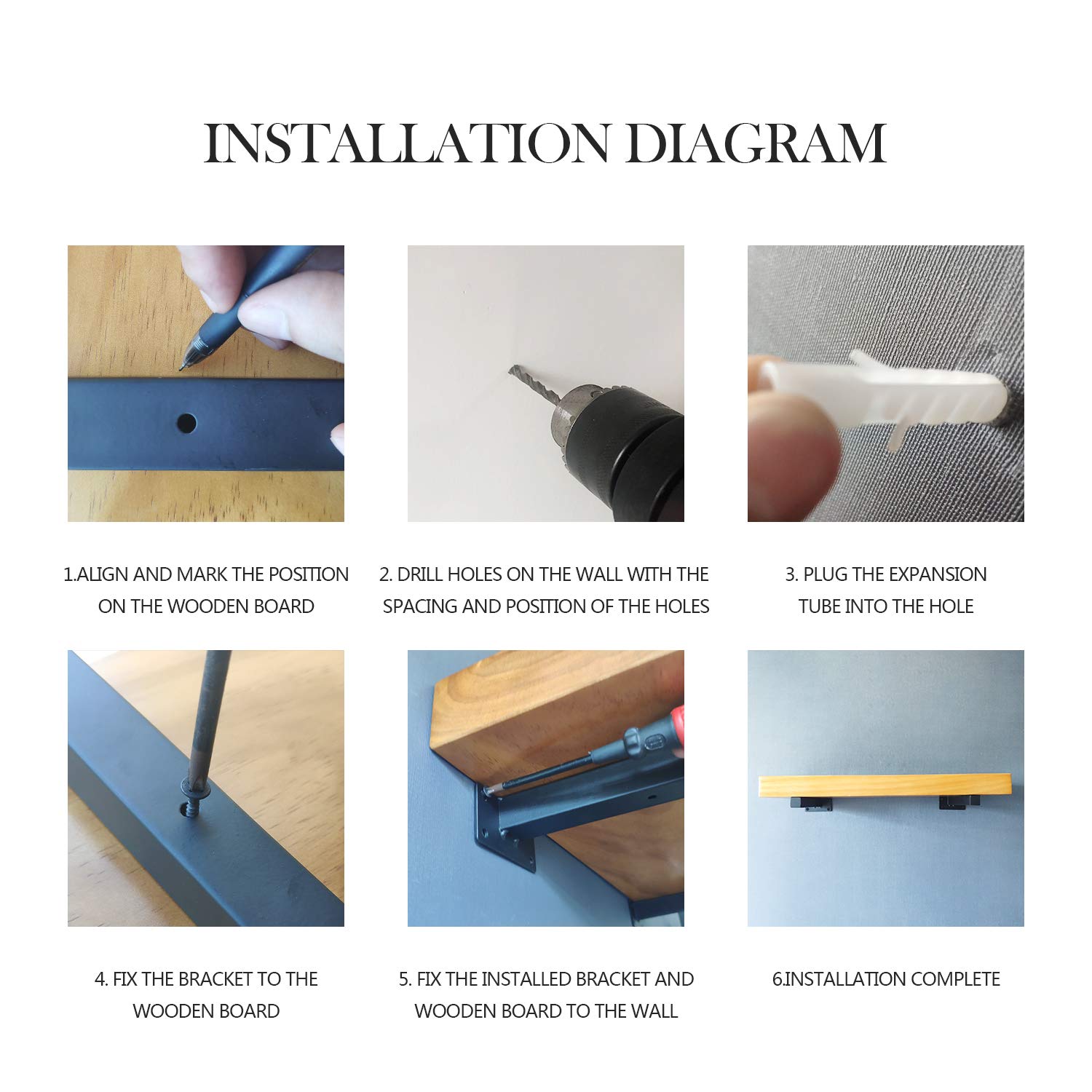 4 Pack Heavy Duty Floating Shelf Brackets 8 Inch Wall Mounted