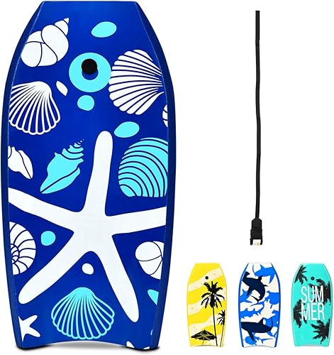 GYMAX Boogie Boards para playa, 33"37"41" bodyboard súper ligero con fondo liso de polietileno de alta densidad y correa de muñeca premium, disponible en Yaxa Costa Rica