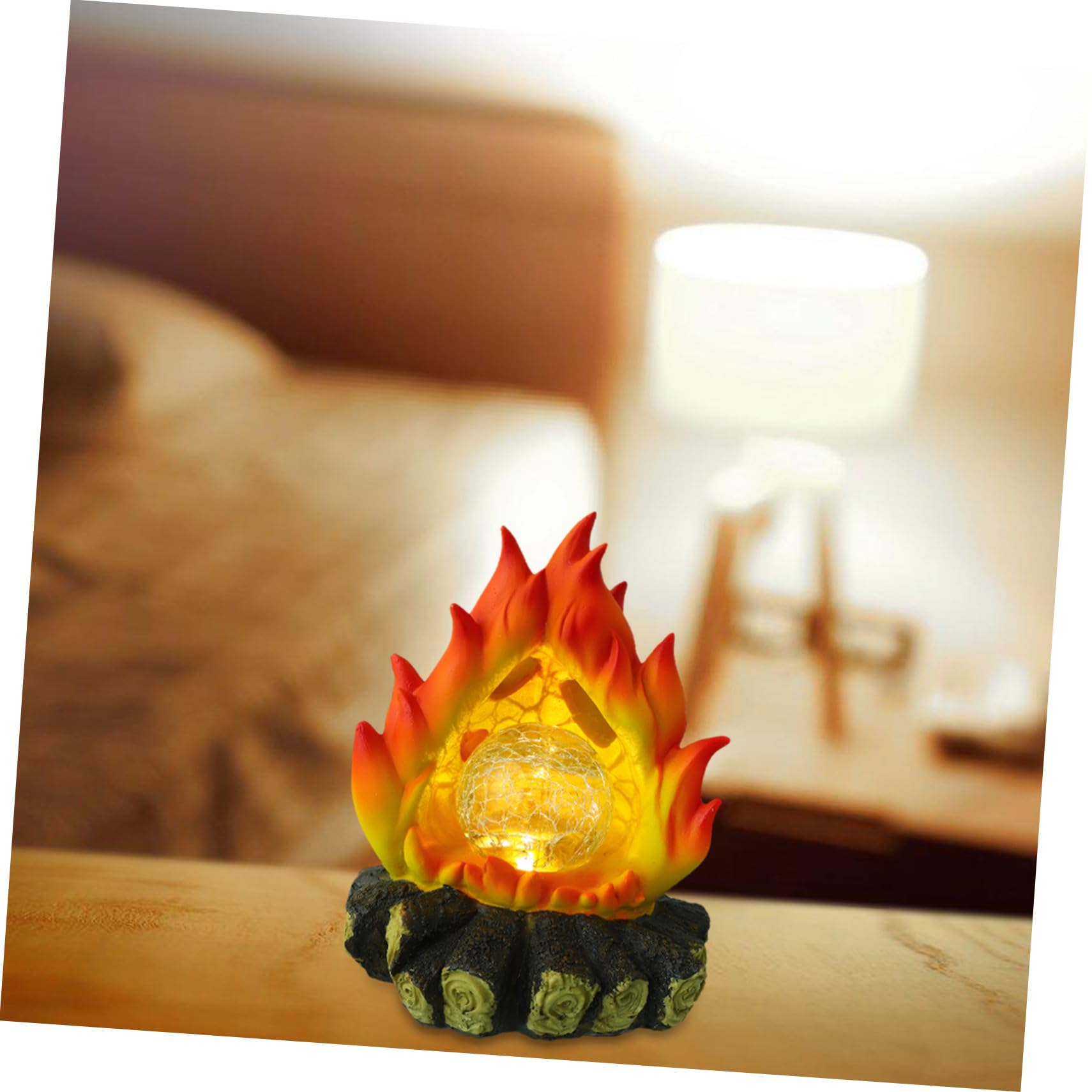 ibasenice Solar Flammenlicht aus Kunstharz mit Realistischem 3d-kaminholz Wetterfest und Solarbetrieben Lagerfeuer Dekoration für Garten und Haus zu Halloween und Weihnachten