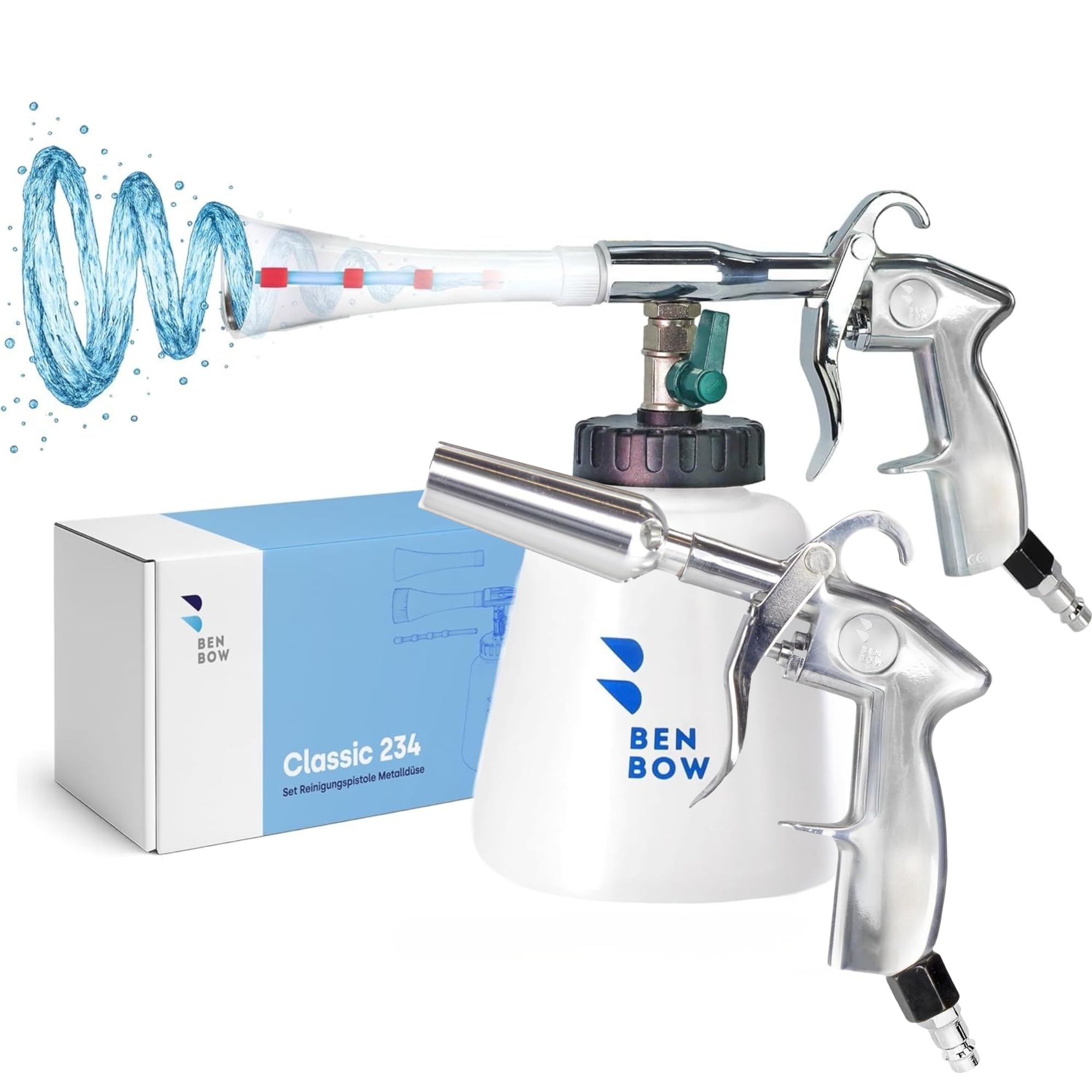 BenBow Pistolet de Nettoyage à air comprimé Classic et Pistolet de soufflage avec buse Venturi – Solution Parfaite pour Un Nettoyage en Profondeur des Voitures et Un séchage Rapide