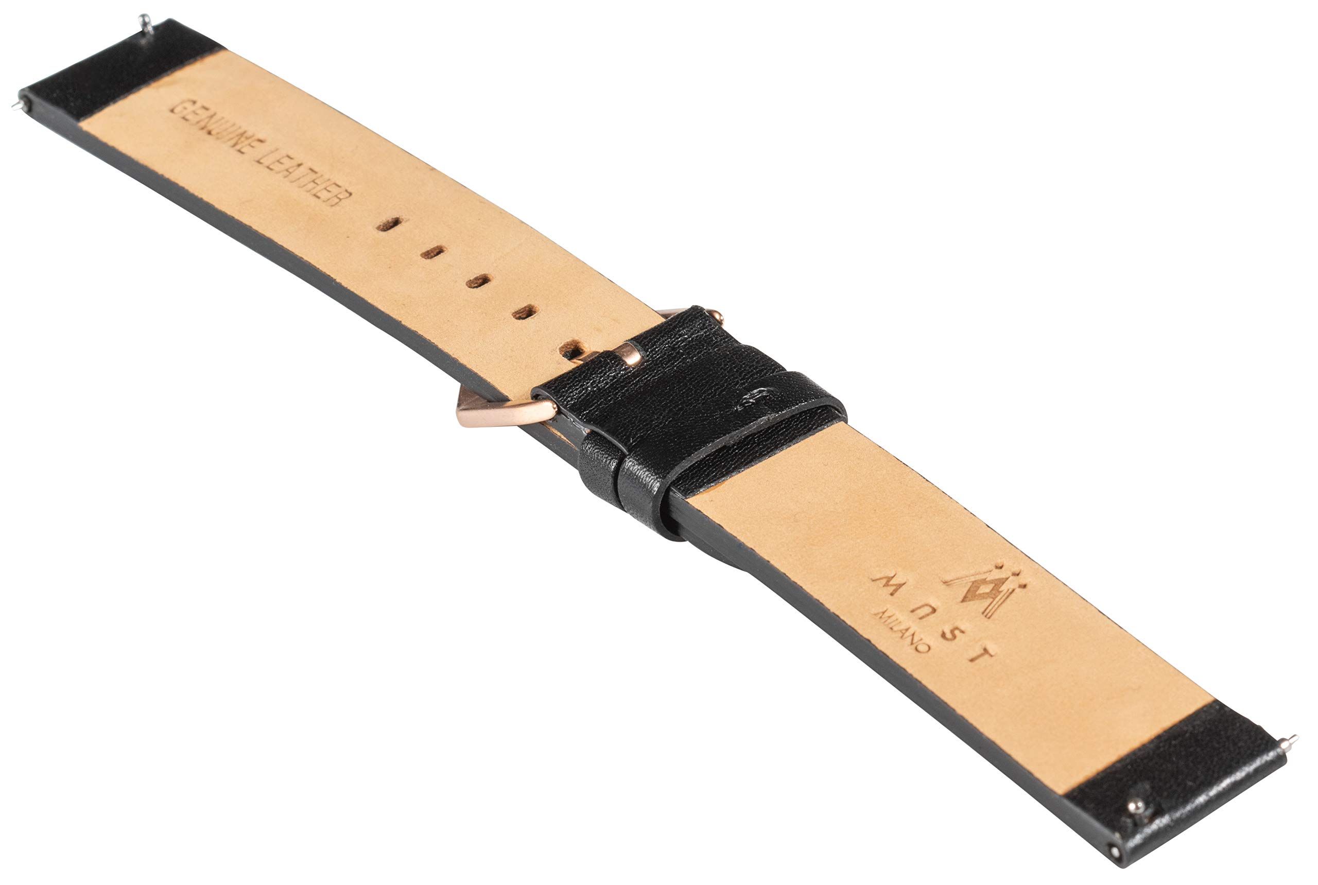 Bracelet de montre en cuir italien souple avec boucle en or rose brossé 20 mm