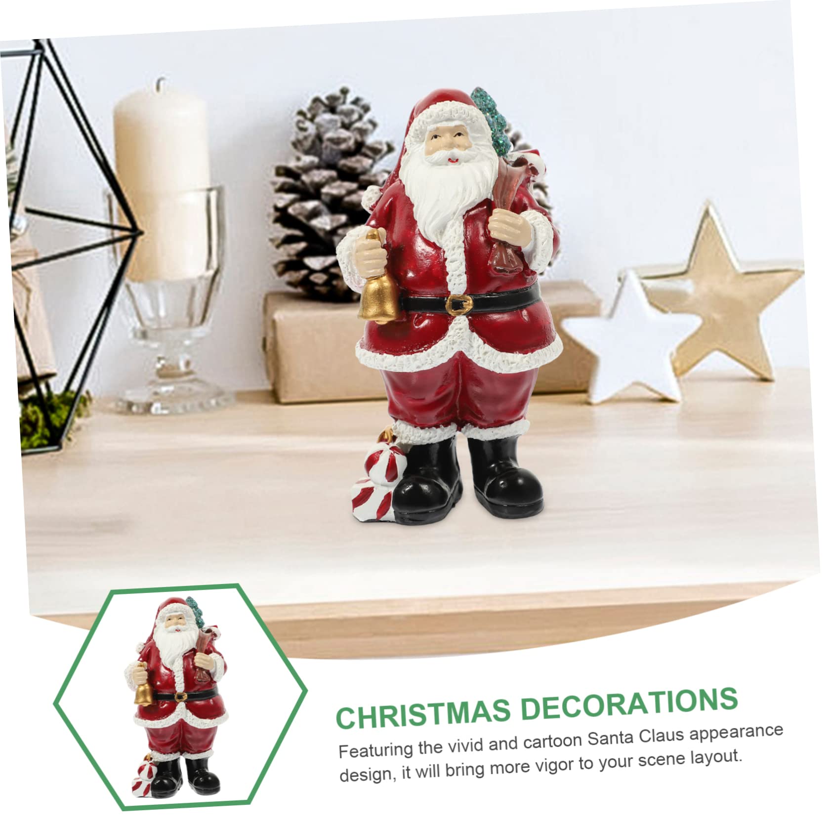 PRETYZOOM 2 Statuette Di Babbo Natale in Piedi in Resina Artigianali Per Ufficio E Scrivania