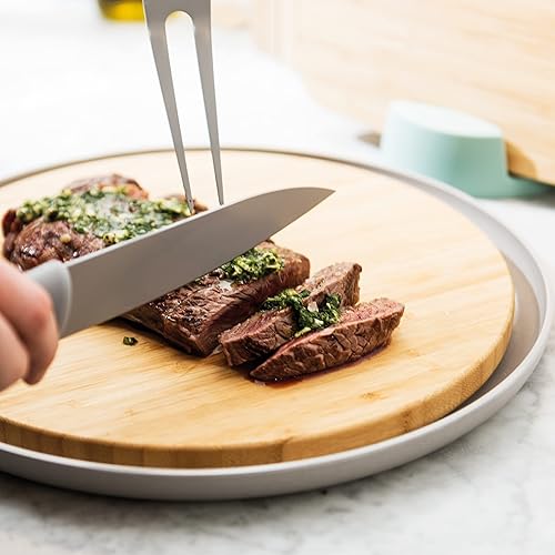 Miniatura 4 de Berghoff Leo - Cuchillo de trinchar antiadherente con revestimiento de cerámica y mango suave al tacto, 7.5 in, acero inoxidable, gris, 7.5 in