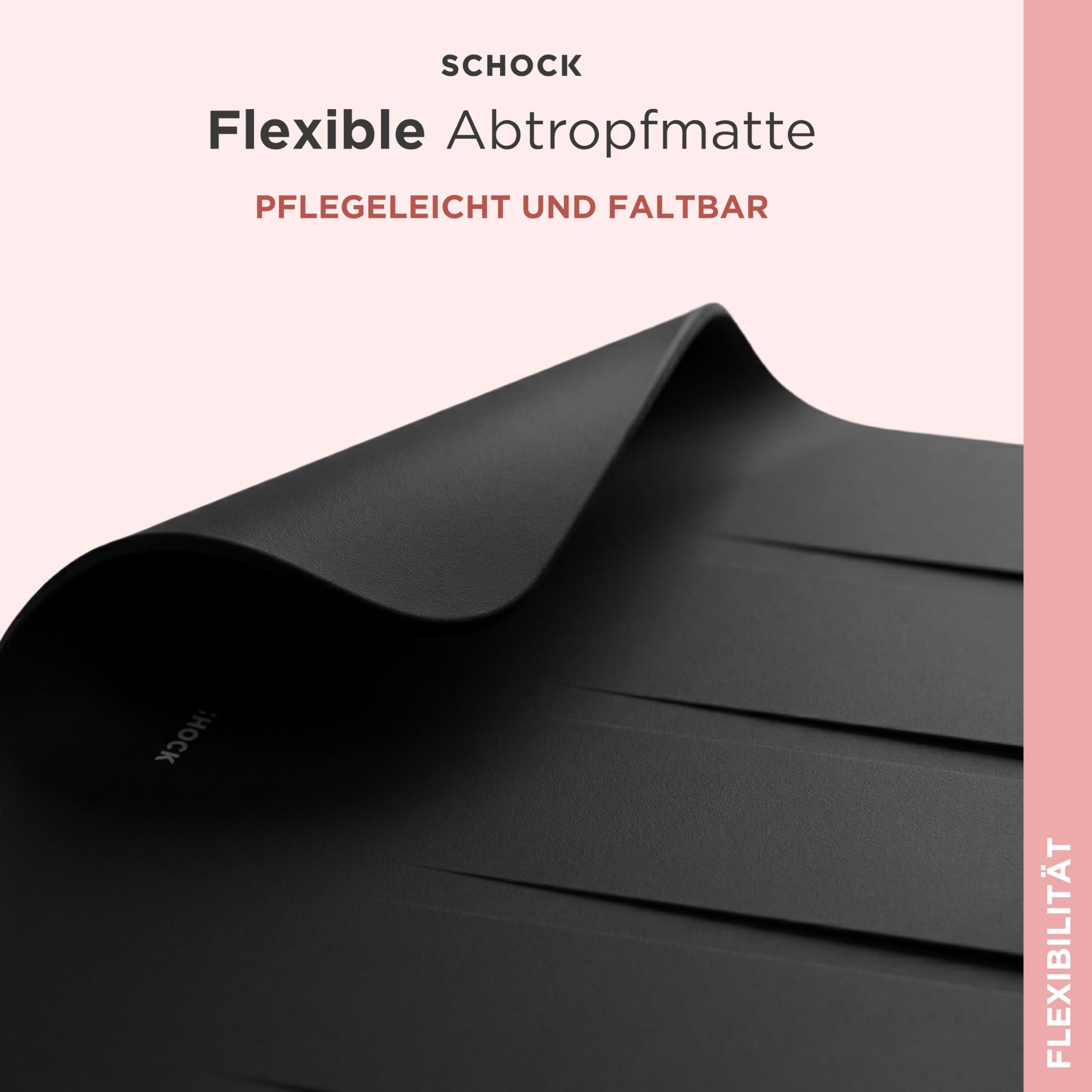 Schock® Abtropfmatte aus Silikon anthrazit I Flexible Abtropfunterlage für Küchen I Spülmaschinengeeignetes Zubehör I Lebensmittelecht und BPA-frei I rutschfest und hitzebeständig I Größe 400x415 mm