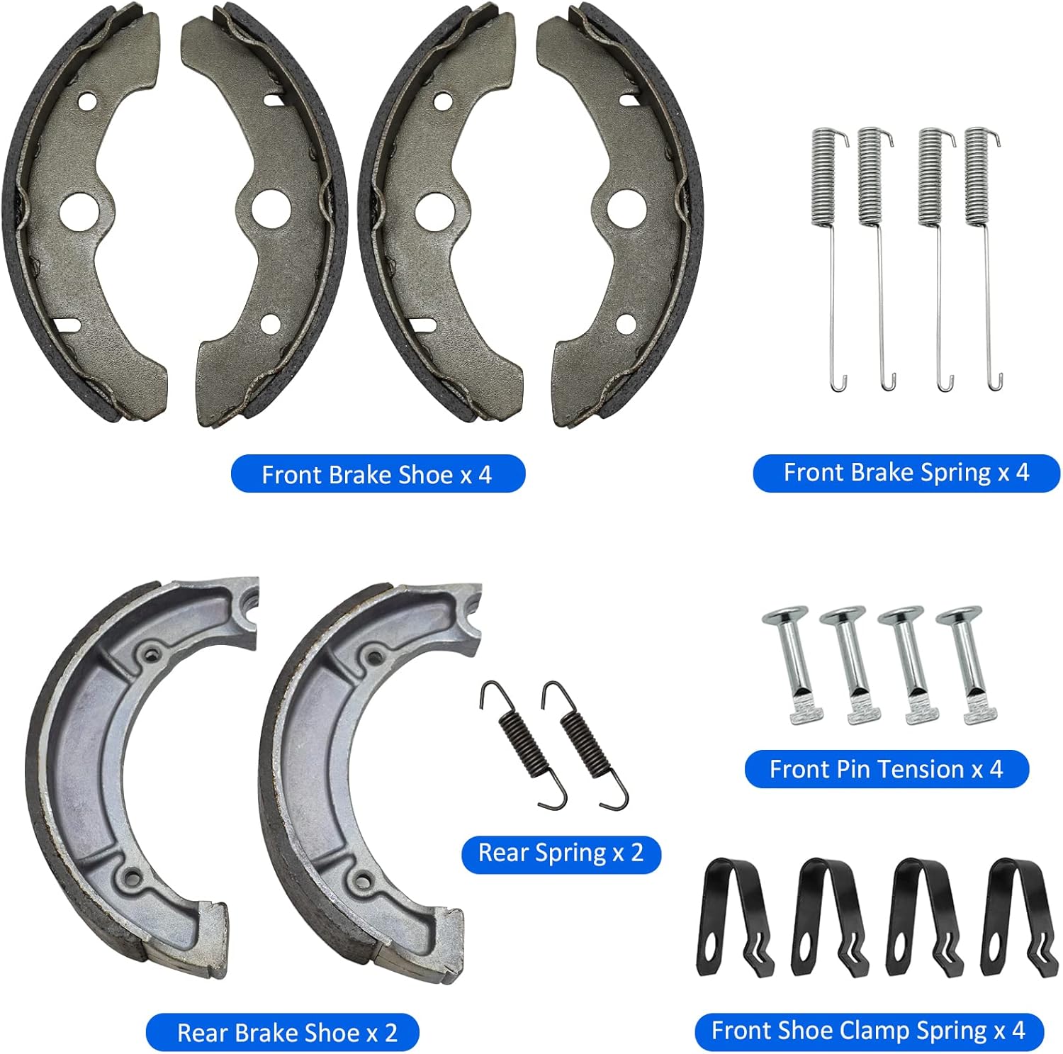Front & Rear Brake Shoes for Yamaha Big Bear 350 1996-1998 Kodiak 400 1993-1998