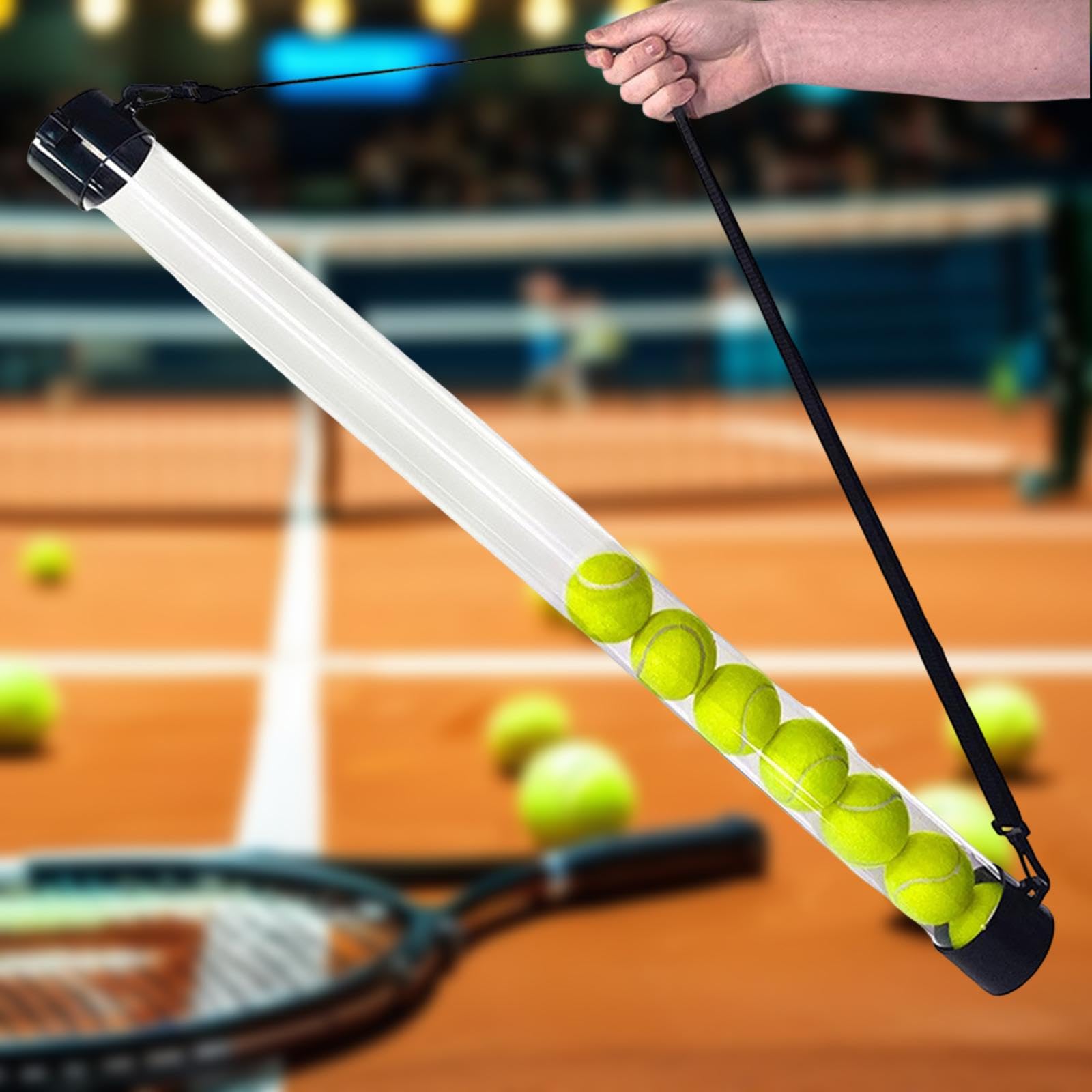 Tubo Raccogli Palline Da Tennis Con Una Fibbia a Cinghia, 90 Cm Tubo Palline Tennis Portatile per Esterni, Pickleball Retriever in Policarbonato Offrendo Praticità per Partite