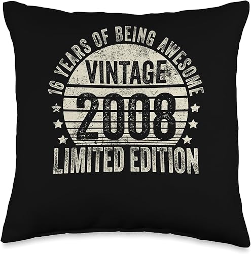 Miniatura 5 de Cojín retro de 16 cumpleaños para niñas y niños, 18 x 18 pulgadas, multicolor