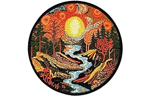Boy Scout Iron on Sew Patch w/ Backwoods Hiking, River, Nature Trees Appliques