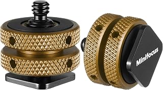 MINIFOCUS Camera Hot Shoe Mount Adapter, Double Nut with 1/4" and 3/8" Aluminum Alloy Tripod Screw Flash Shoe Mount for LED Monitors, Microphone, DSLR Field Monitor (Pack of 2)