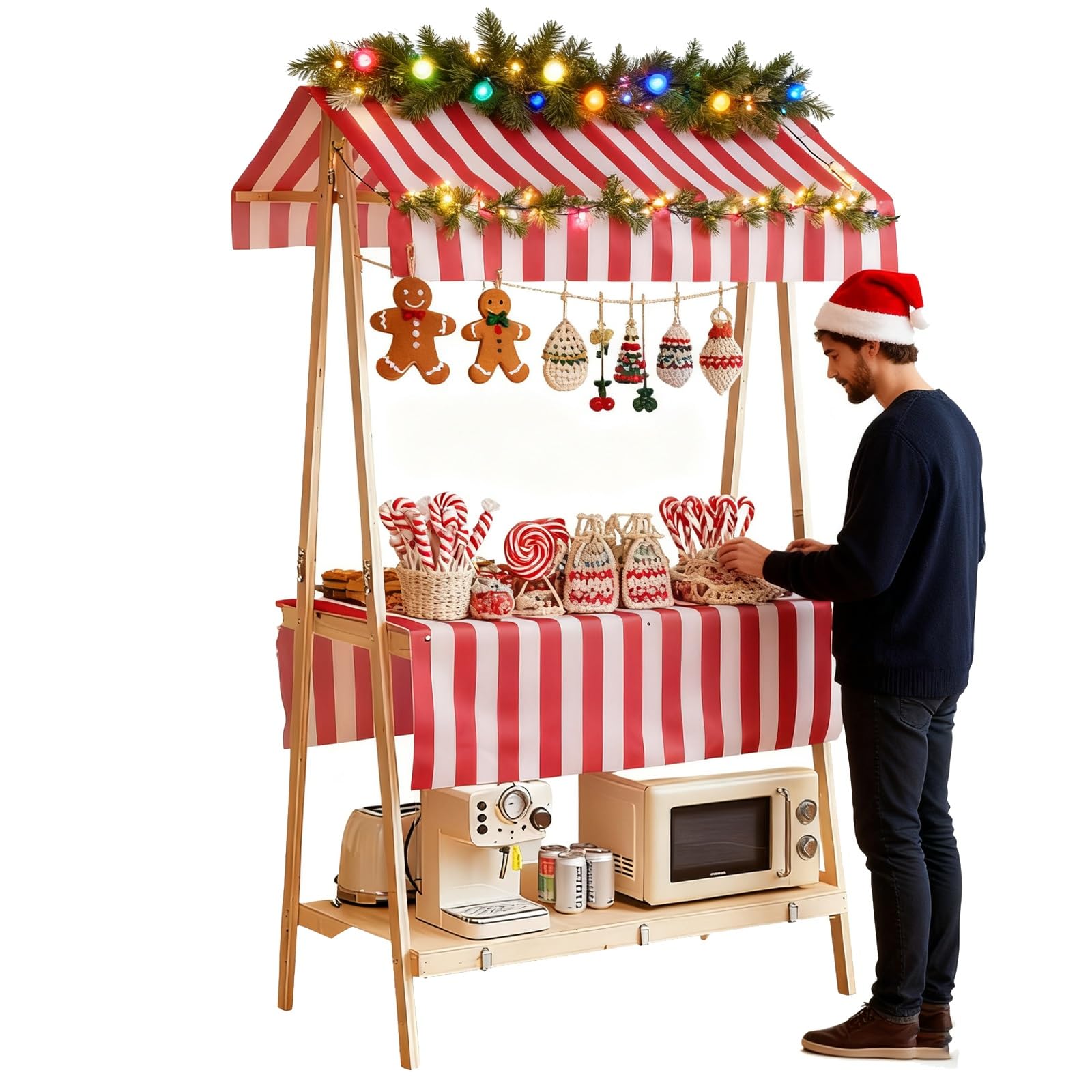 Marktstand, Imbisswagen Kunstfestival-Standdisplay, Breiter 60 cm Großer, Zusammenklappbarer Marktstand-Displayständer Freien, Verkaufstheken(106x60cm/41.7x23.6in)