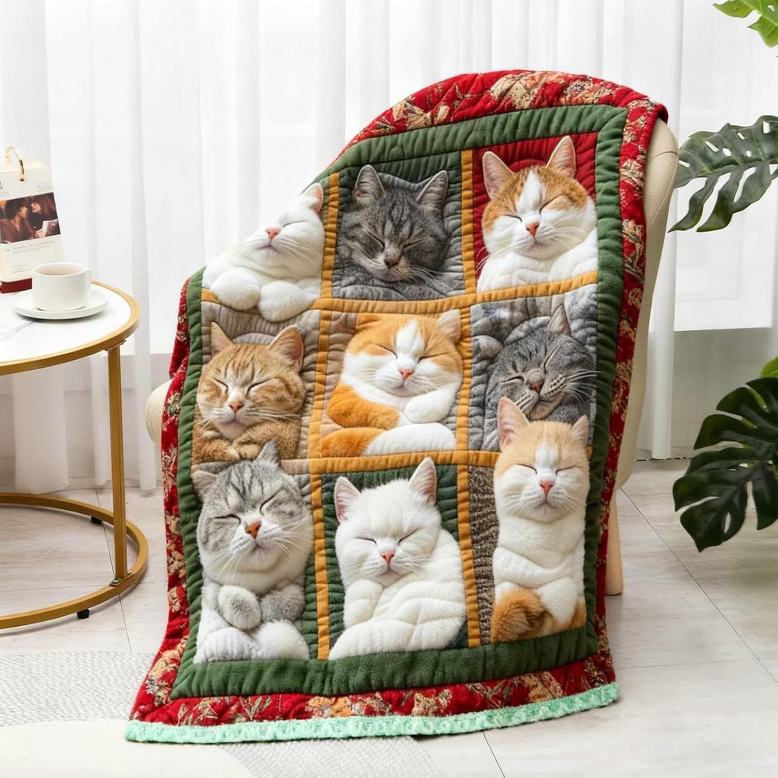 Couverture de chat mignon pour cocooning sur canapé et salon chaleureux