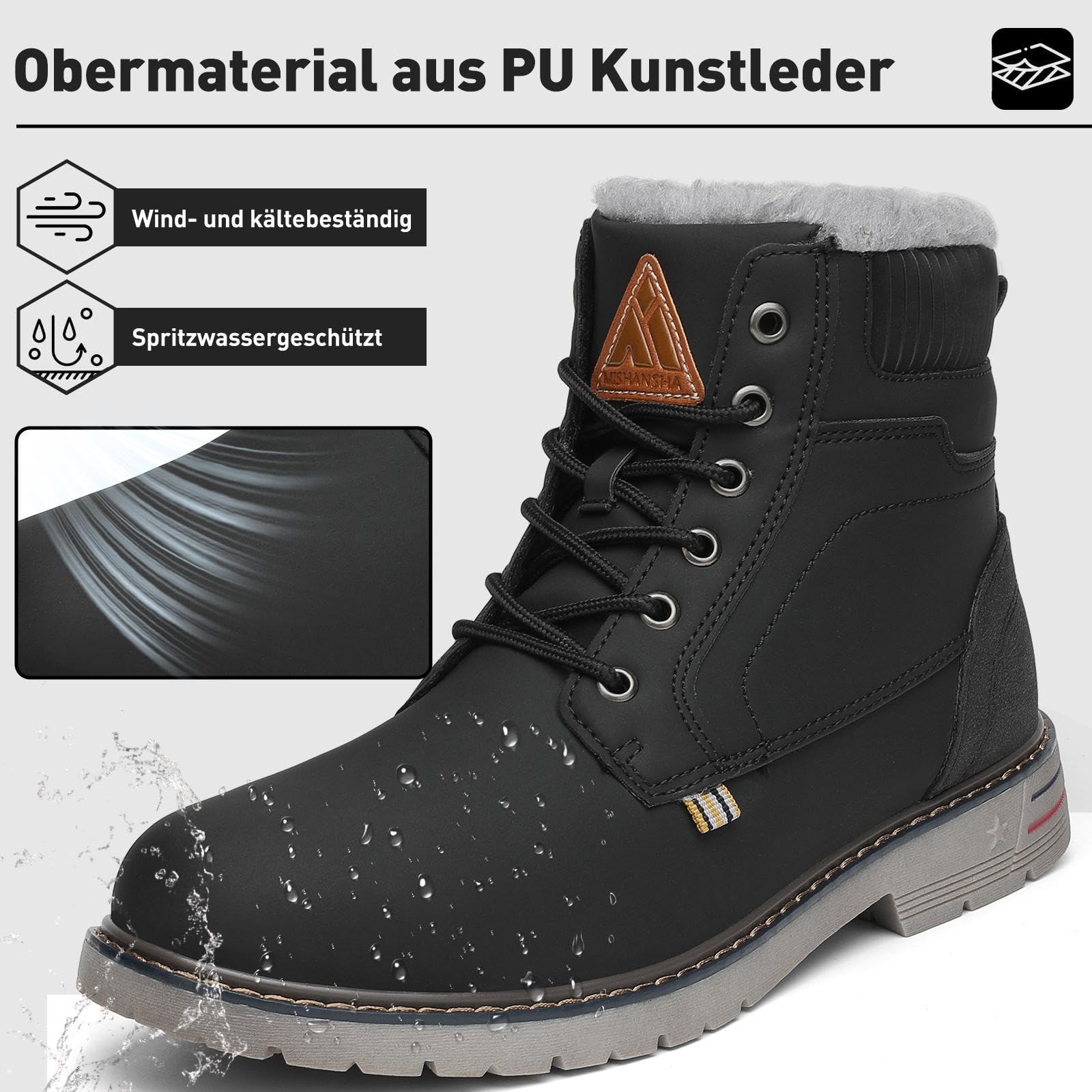 Mishansha Winterschuhe Gefüttert rutschfest Schneestiefel 36-48 EU | Stiefel Herren Outdoor Warm Arbeitsstiefel Damen Wanderung Bequem Alltag Klassische Boots Geschenk Halbstiefel Spaziergang