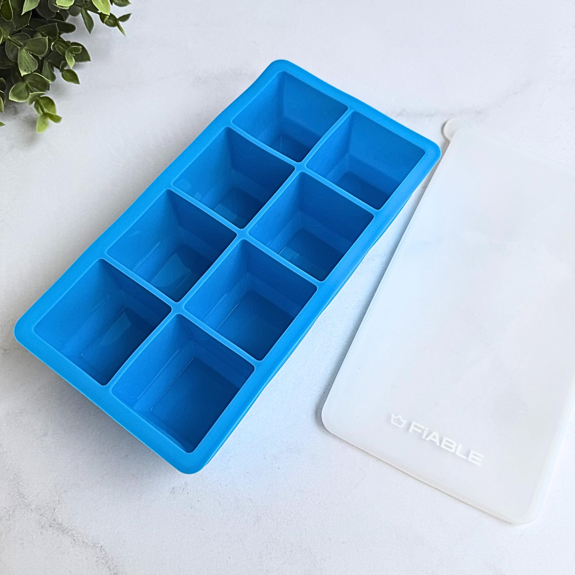 FiABLE Premium Silicone Ice Tray | 8 Large 2-inch Ice Cubes for Cocktails & Drinks, Sturdy Tray with Lid | Easy Release Ice Cubes, BPA Free, 1 Year Warranty - 1 Big Cube Ice Tray