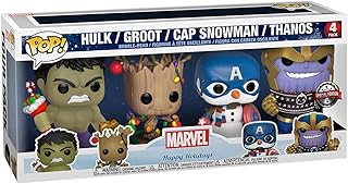 Funko POP! Marvel: Holiday - Hulk, Groot, Captain America Snowman and Thanos - 4PK - Marvel Comics - Collectable Vinyl Figure - Gift Idea - Official Merchandise - Toys for Kids & Adults