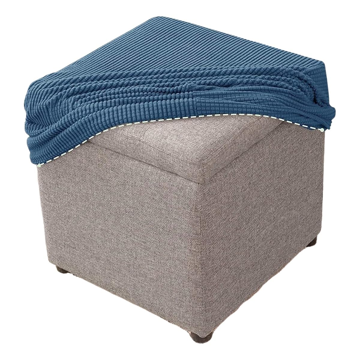 MCNDSI Square Stretch Ottoman Cover, Small/Large Soft Comfortable Dustproof Footstool Covers For Square Ottoman, Machine Washable Pouffe Cover With Elastic(M,30x30cm)
