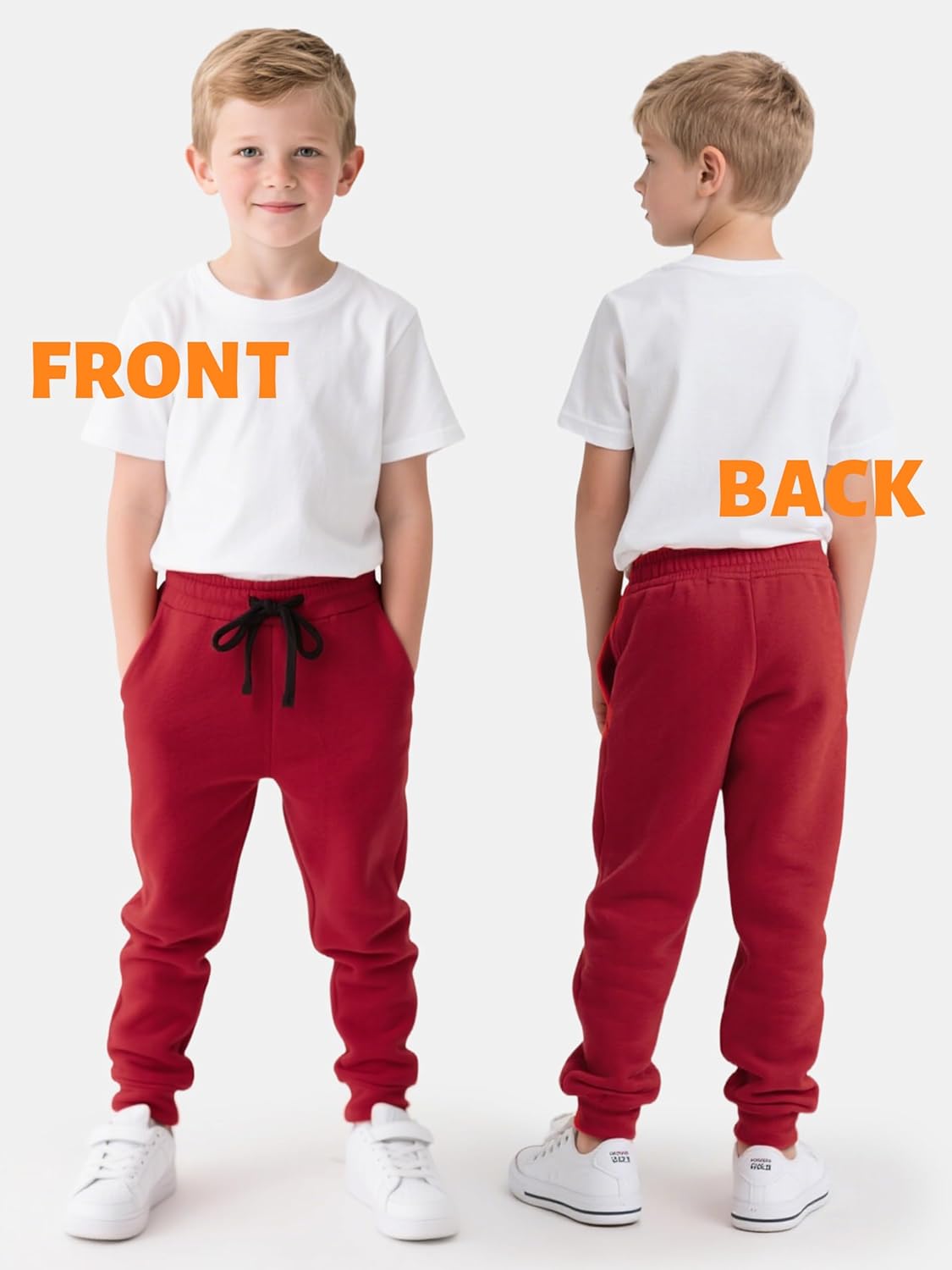 4 Pack Boys Sweatpants Cotton Fleece Lined Boys Athletic Joggers, Active Sweat Pants with Pockets Drawstring for Kids Youth - Image 4