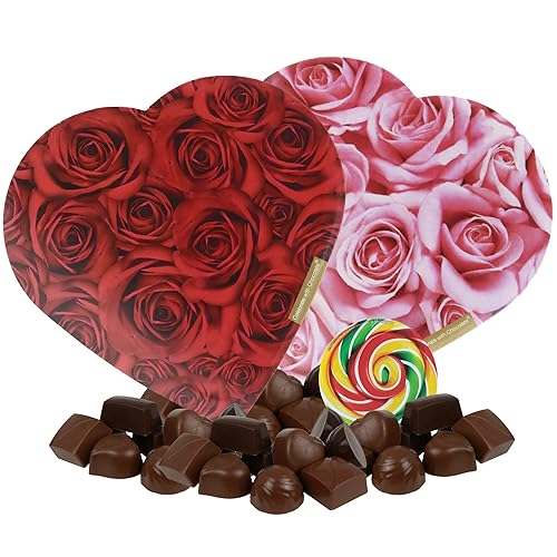 Cajas de regalo en forma de corazón con diseño de rosa para el día de San Valentín golosinas de chocolate surtidos para seres queridos 2 onzas rojo