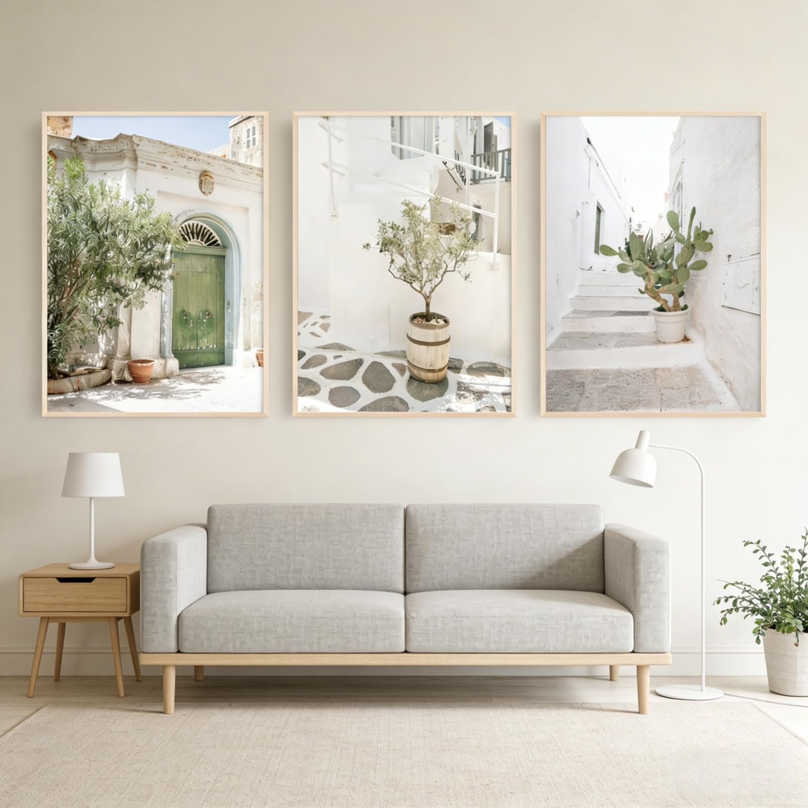 ZBELLO Set of 3 Posters, Italian Rustic Olive Tree Village Motifs Aesthetic Canvas Posters, Mediterranean Travel Landscape Images for The Living Room, Bedroom and Home Decor, Unframed (40x60cm)