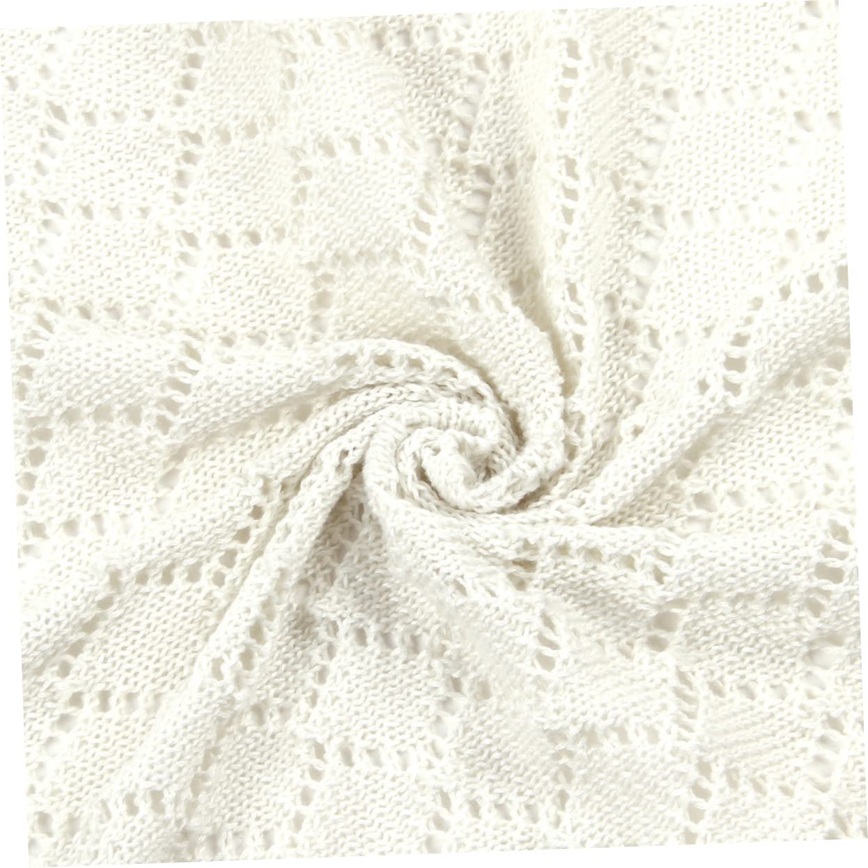 BESTonZON Coperta Neonata Invernale in Cotone Lavorato a Maglia Bianco | Sottile, Traforata, Uso Indoor per Inverno, Finitura Intrecciata Adatta al Bebè