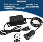Air Switch Kit for Garbage Disposal, UL Listed Sink Top Air Switch for Food Waste Disposal, 3.58” Extra Long Air Button (Black Stainless Steel)