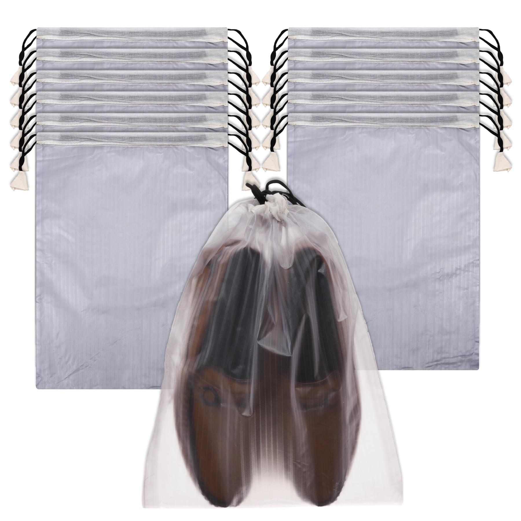 Kuber Industries Funda para zapatos | Bolsas de almacenamiento de zapatos de viaje | Bolsas de almacenamiento de PVC | Funda de zapatos con cordón | Organizador de almacenamiento de zapatos