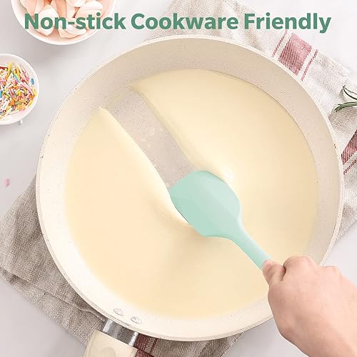 Miniatura 3 de Espátula de silicona resistente al calor verde menta de 10.8 pulgadas, 600 F, espátula de silicona de cocina para cocinar, espátula de goma apta