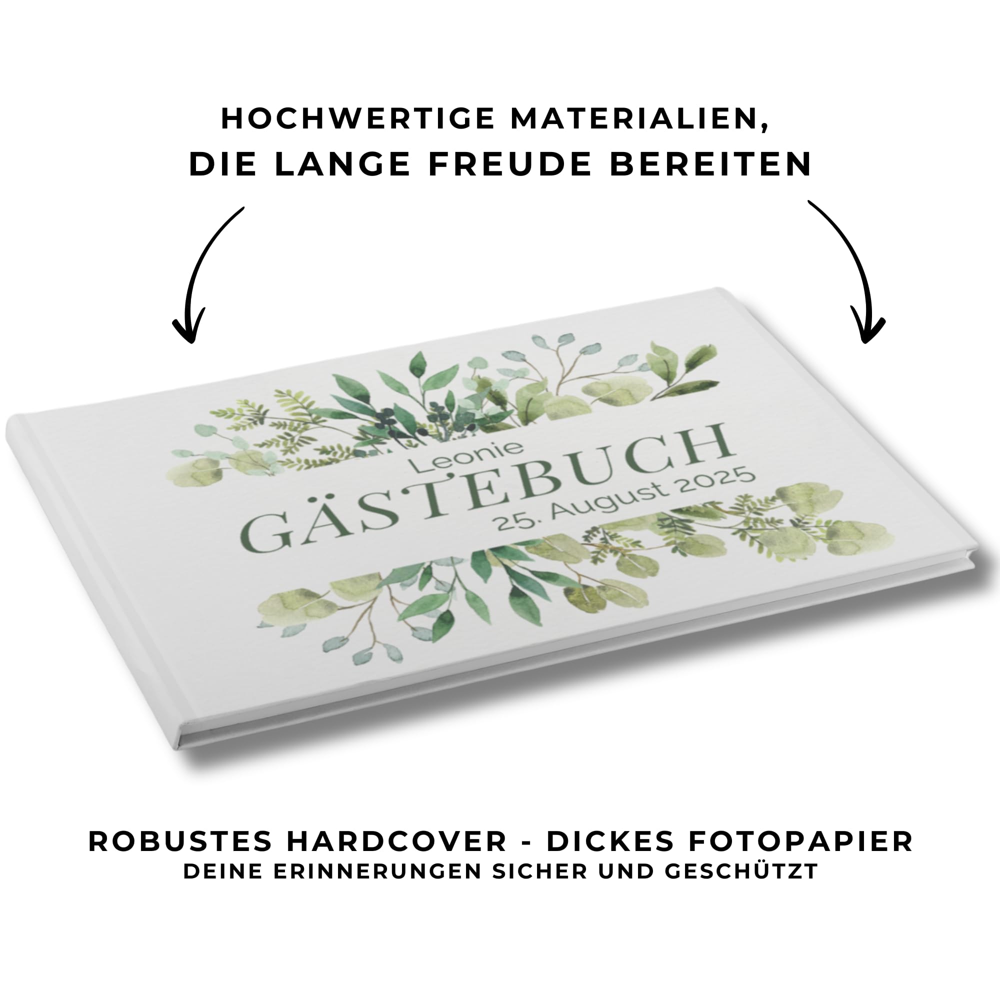 Personalisiertes Gästebuch mit Namen blanko zum Ausfüllen – Erinnerungsalbum Erinnerungsbuch personalisiert mit Leere Seiten (80 Seiten/40 Blatt)