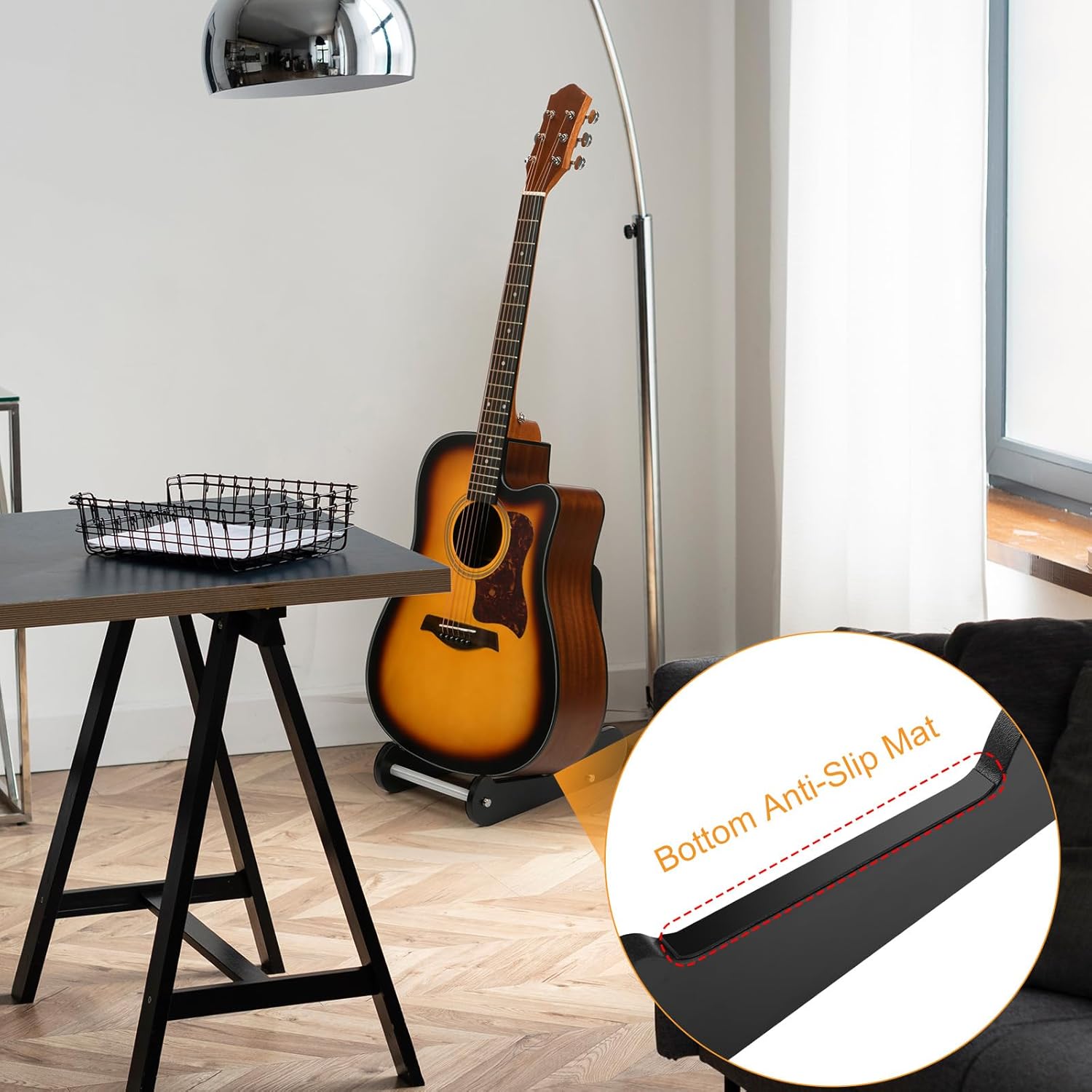 Guitar Stand for Acoustic and Electric Guitar Banjos Ukulele, TXEsign Floor Guitar Holder Rack for Musical Instruments with Anti-Scratch Silicone Tube