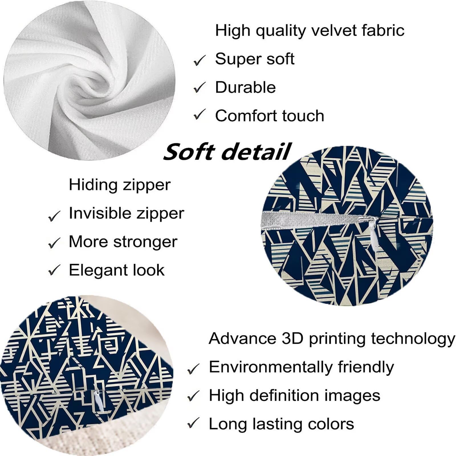 Blu Federe Cuscini Divano 80x80cm, Cuscini da Esterno Set de 4, Cod-408