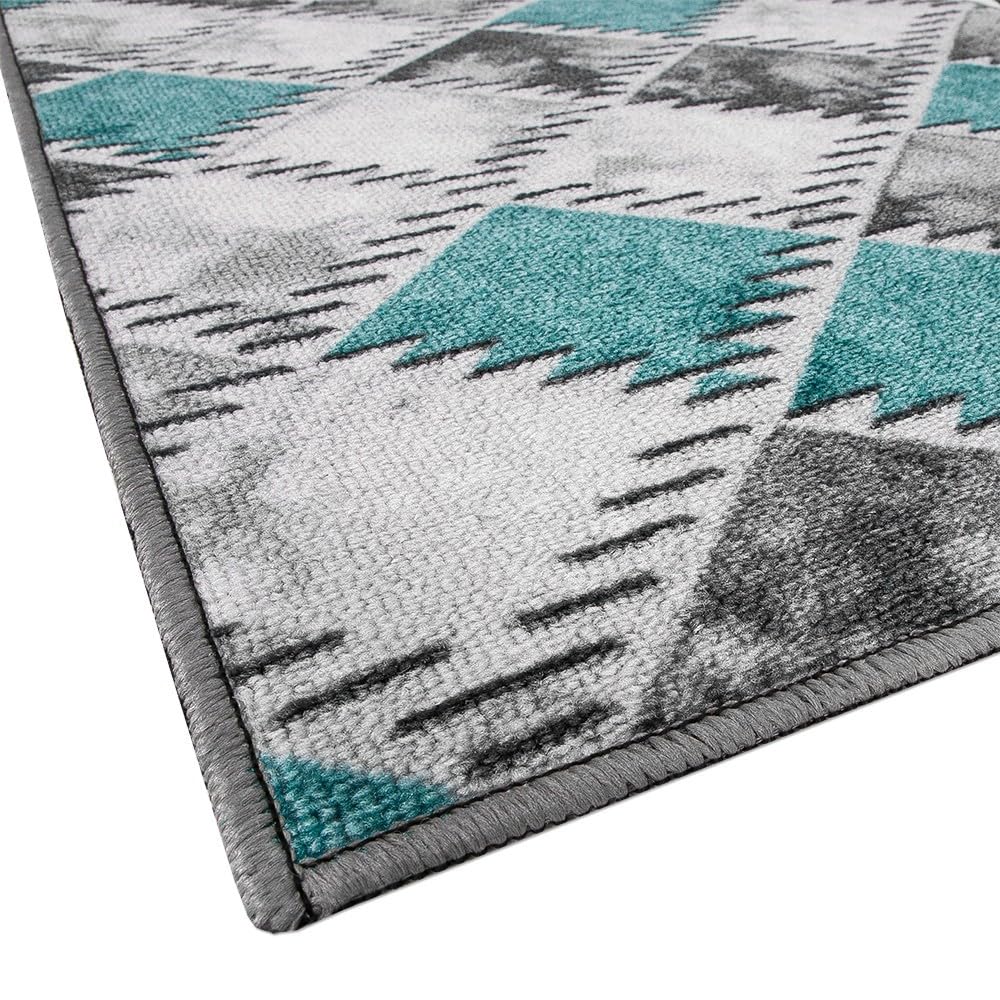 emmevi Tappeto Cucina Bordato Antiscivolo Assorbente Passatoia Colori Accesi Patchwork 57x190 Cm Azzurro