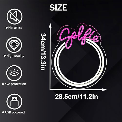 Miniatura 5 de Letrero de luz LED de neón para selfie, espejo acrílico regulable para decoración de pared, montaje en pared USB para tocador, pasillo, sala de