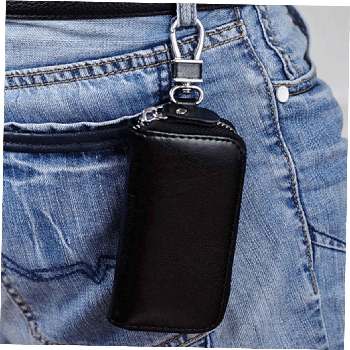 Multi-Function Car Key Holder Wallet Bag Zipper Closure Leather Key Case for Storage and for Everyday Use