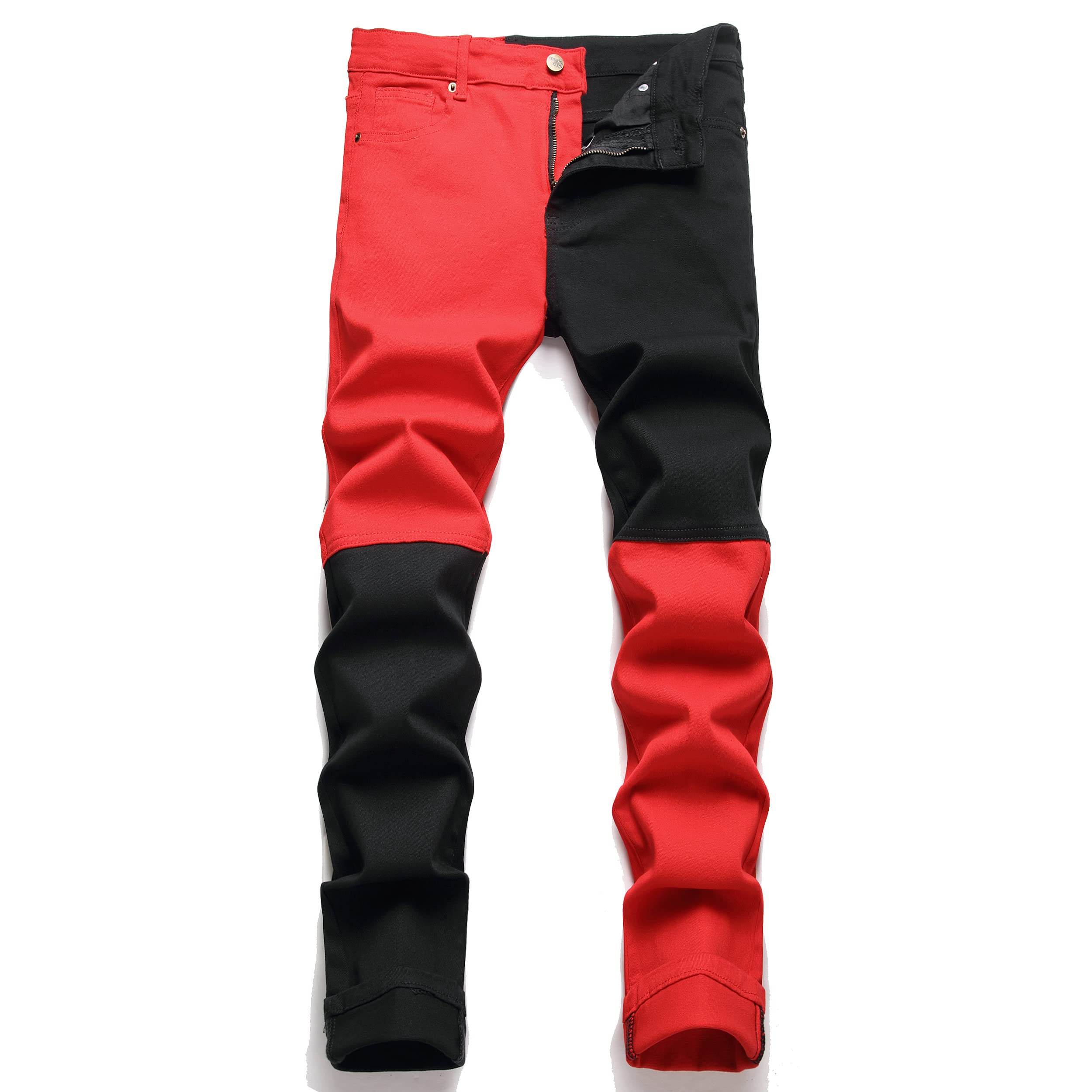 Biker Jeans for Men,Slim Fit Stretch Distressed Denim Pants
