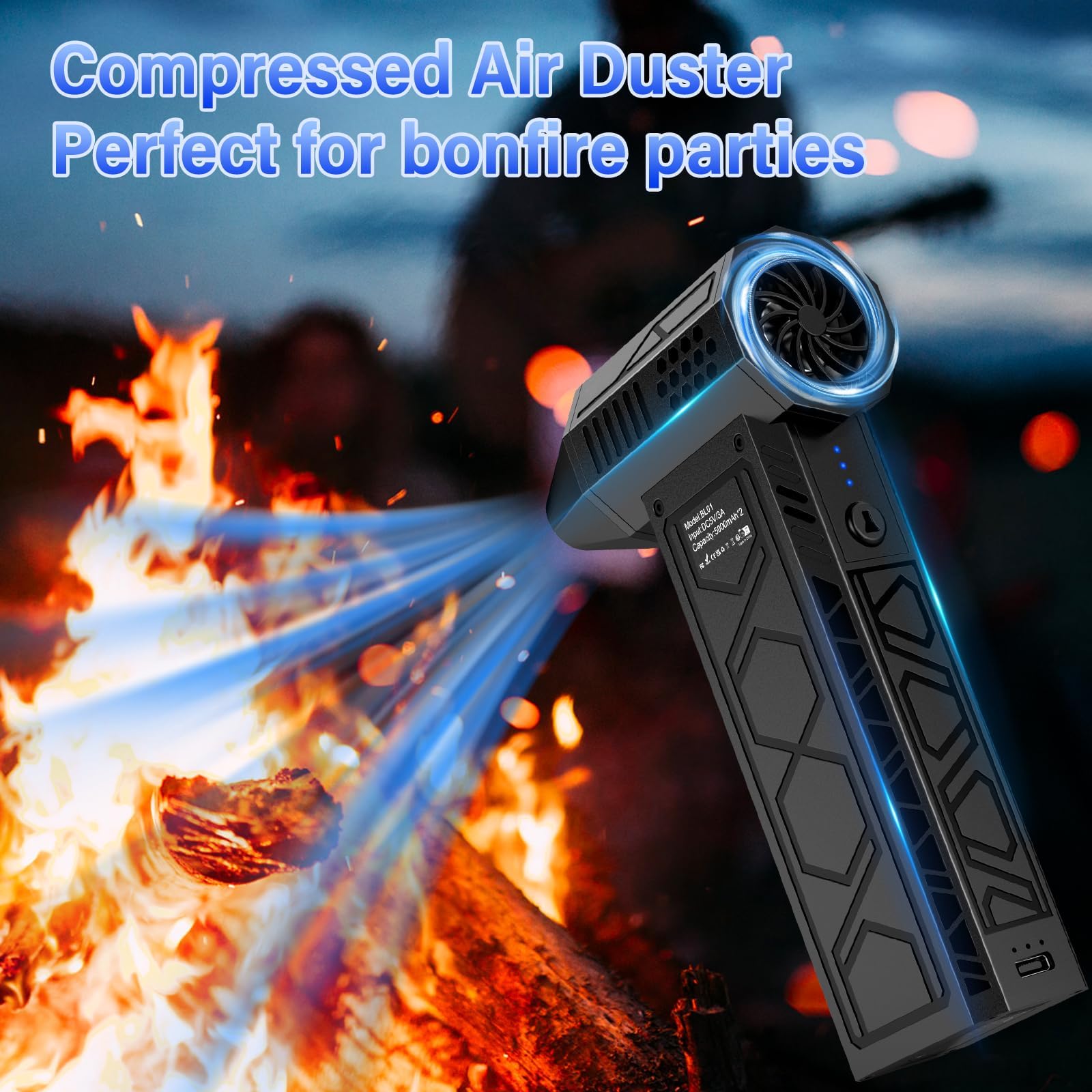 Plumero de aire eléctrico de 180000 RPM con batería de 10000 mAh, soplador turbo de 4 velocidades y linterna para limpieza