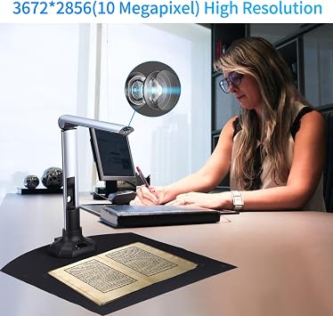 Document Scanner, BK52 Portable Book & Document Camera Scanner, Capture with LED Light A3 HD USB 2.0 Scanner