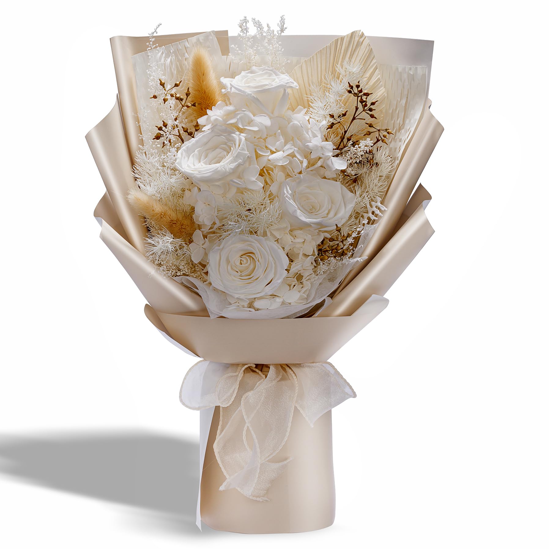 Bonsion Preserved Flowers Gifts for Women, Flower for Delivery, White Roses Gifts fo Her, Preserved Roses Bouquets, Birthday Gifts for Grandma,