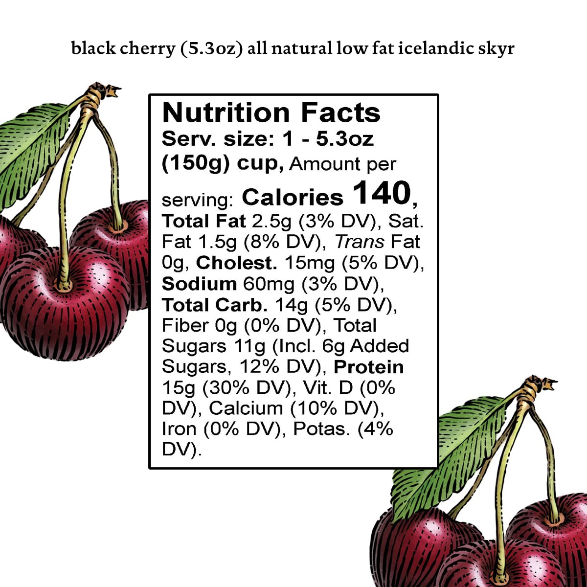 siggi's® 2% Icelandic Strained Lowfat Yogurt, Black Cherry, 5.3 oz., Single Serve Cup
