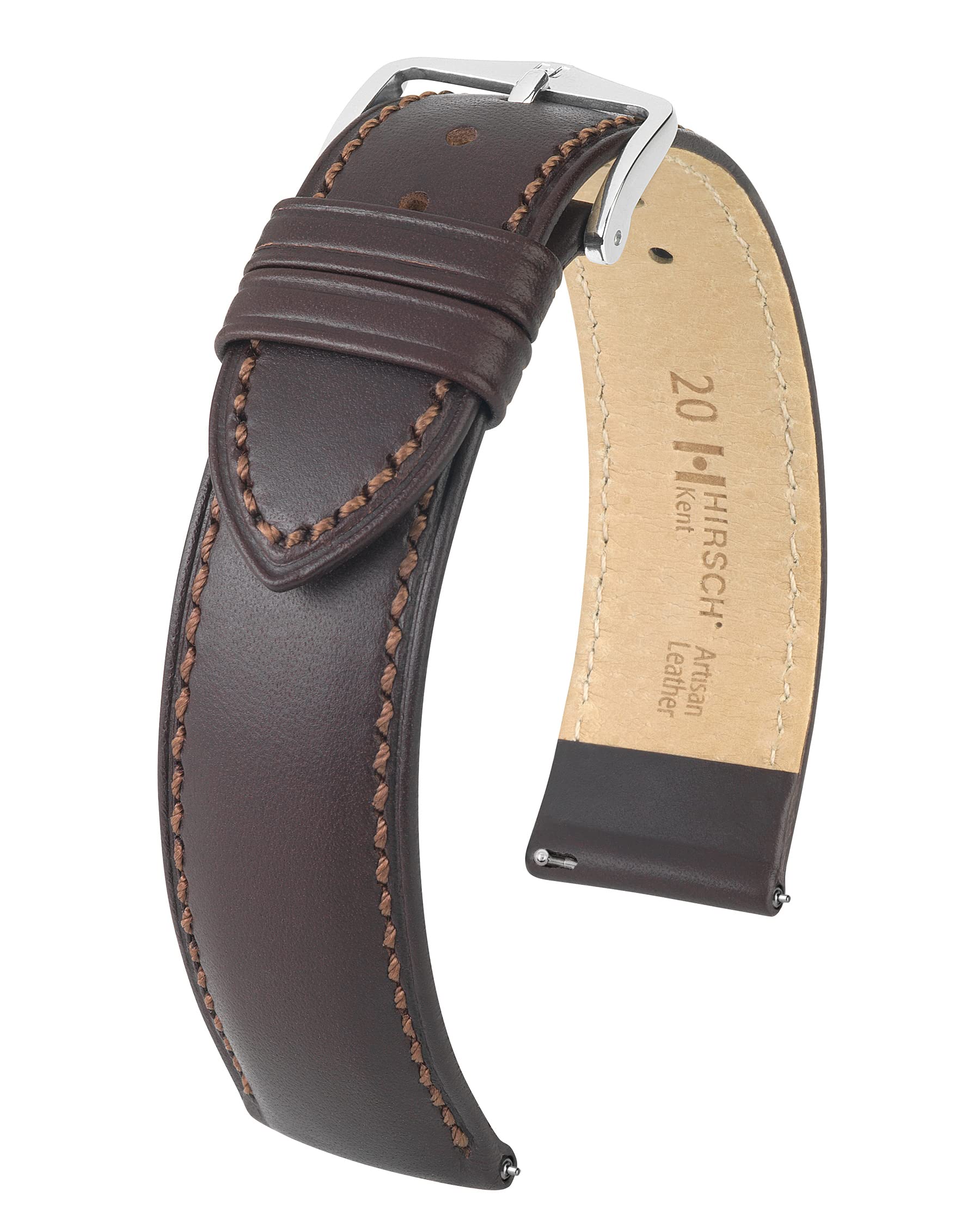 Hirsch Unisex Uhrenarmband Kalbsleder Modell Kent 20 mm Braun