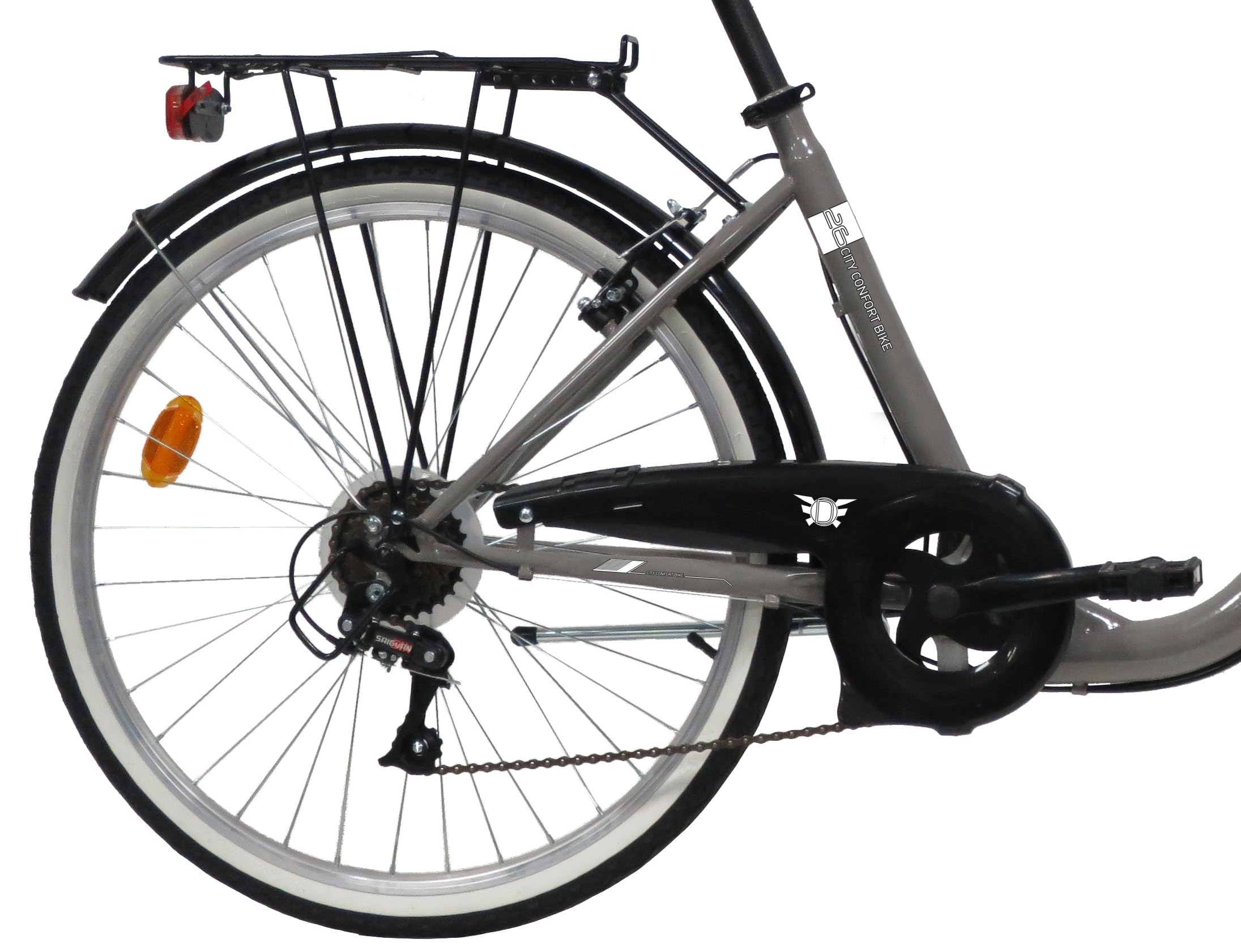 Denver 26" Femme City Gris - 6 Vitesses avec Poignée Tournante Equipement Complet City